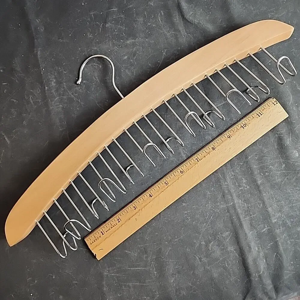 Wooden Belt Closet Hanger 12 Hooks - Necktie Scarfs